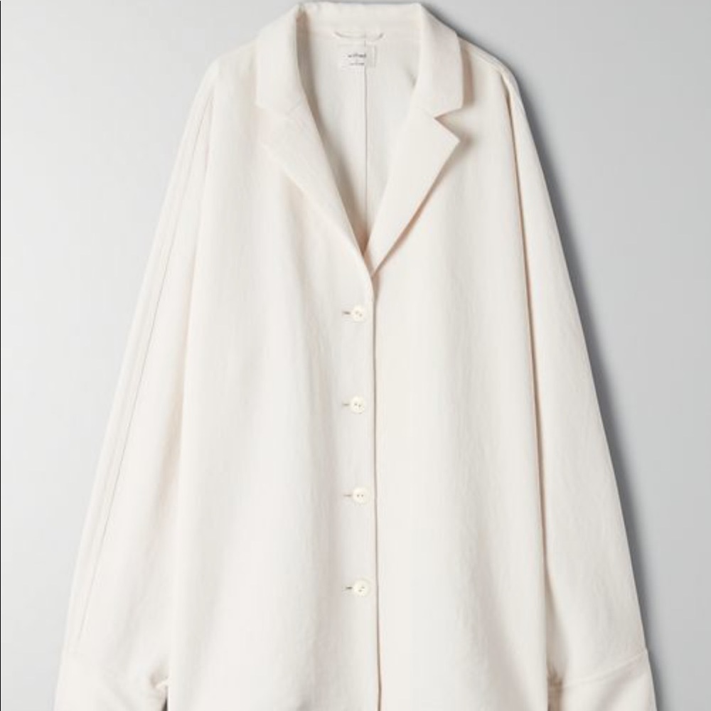 aritzia wilfred flowy button up